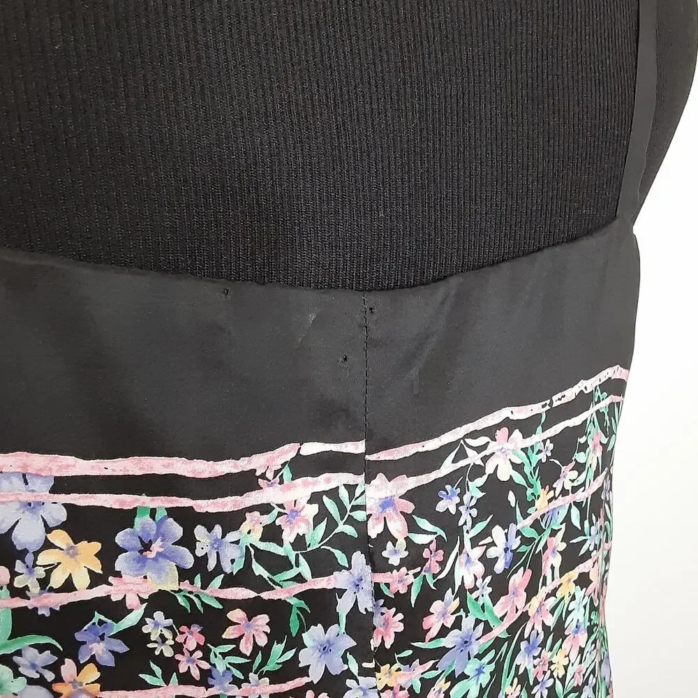 Vintage 80s Silk Slip Dress Ditsy Floral Shift Mini Dress Coquette Womens L